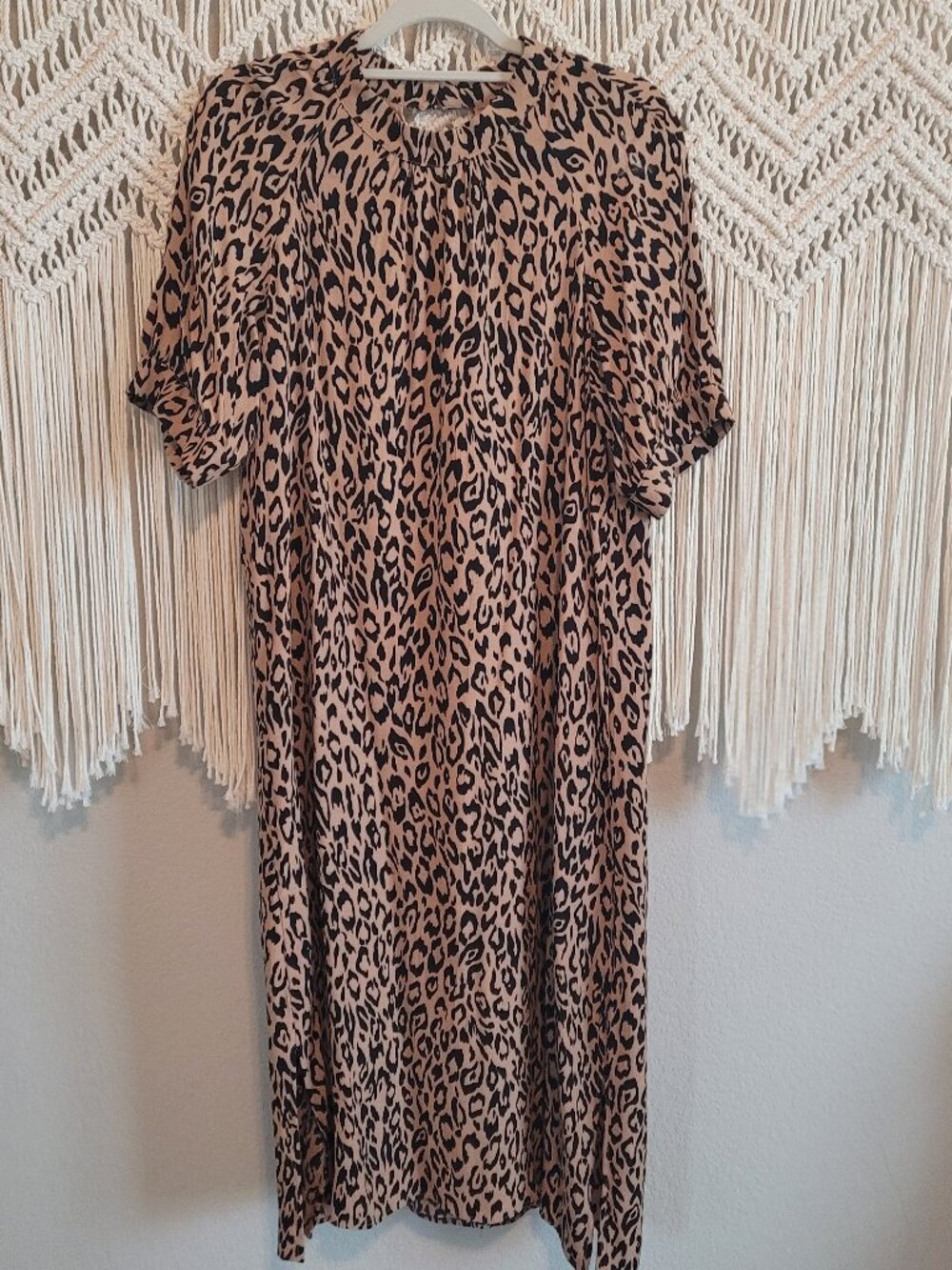 Anthropologie Brown and Black Leopard Print Short Sleeved Dress